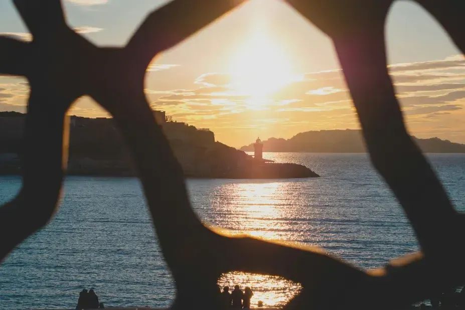 Le coucher de soleil depuis le restaurant