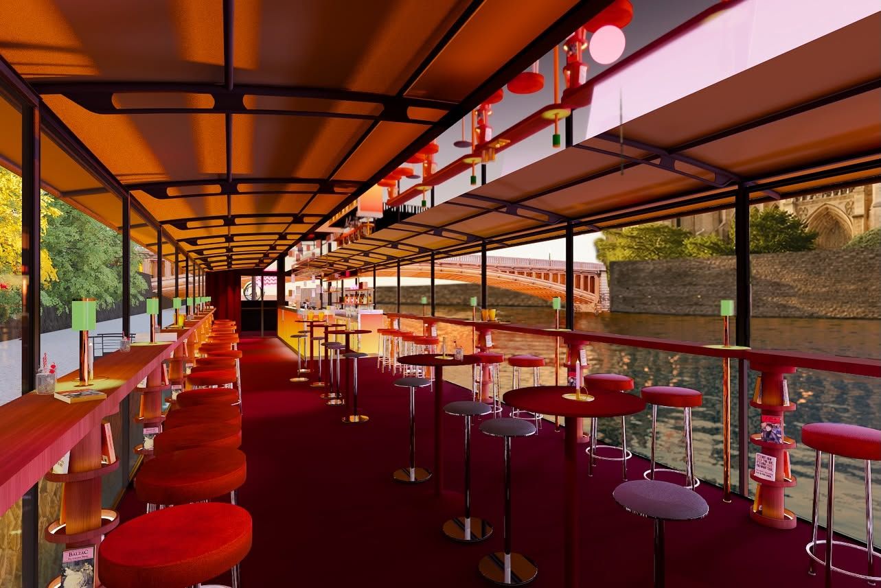 Terrasse de la péniche donnant sur Notre-Dame