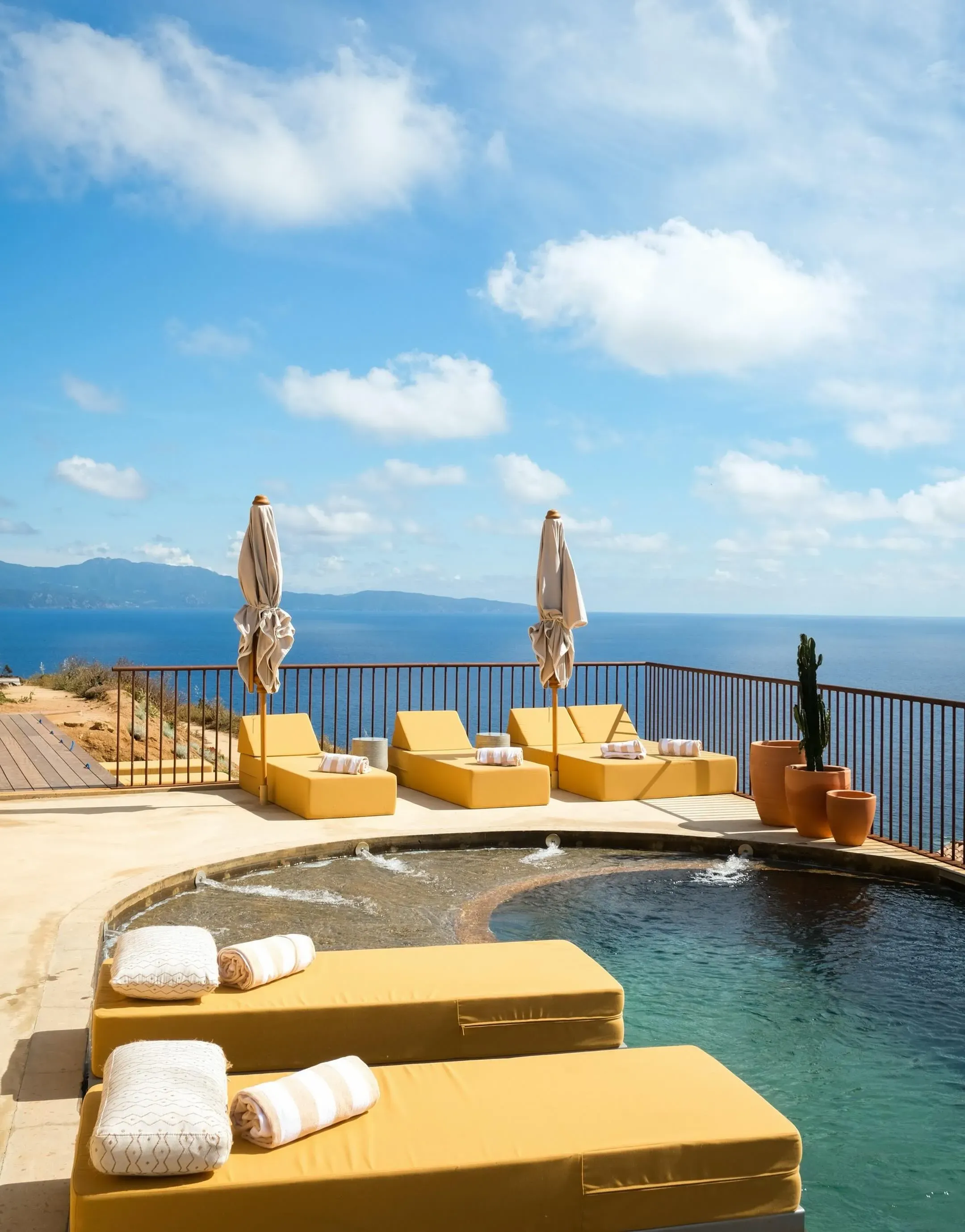 Piscine de l'Hôtel Mylos en face de la mer