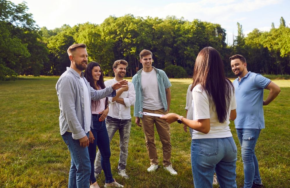 Équipe en pleine activité team building